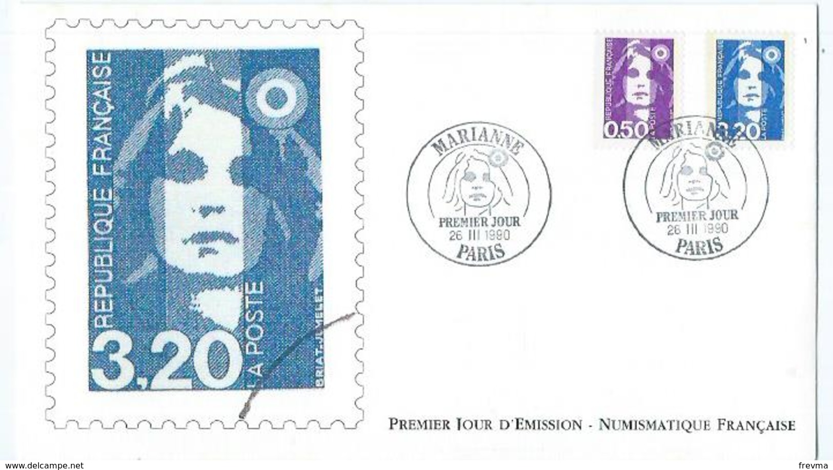 Enveloppe 1er Jour France FDC Marianne 1990 - 1990-1999