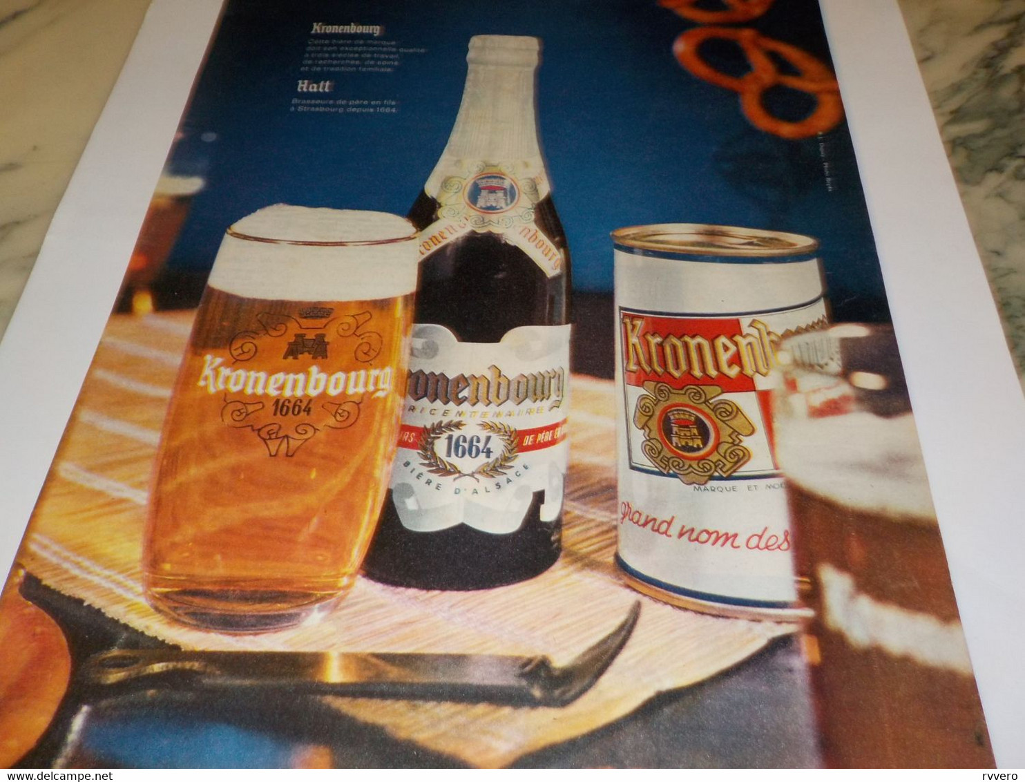 ANCIENNE  PUBLICITE BIERE 1664 KRONENBOURG 1960 - Alcools