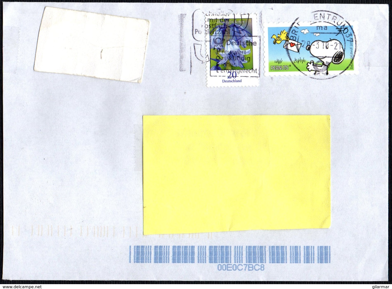 COMICS - GERMANY 2018 - MAILED ENVELOPE - PEANUTS - SNOOPY - Altri & Non Classificati