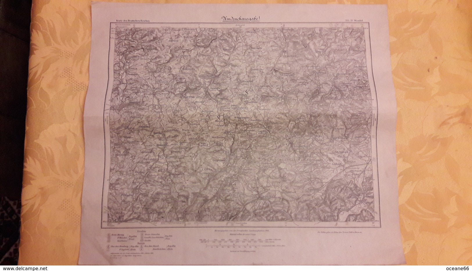 Carte Karte Des Deutschen Reiches Umdruckausgabe 555 St Wendel 1921 37,5 Cm X 43 Cm - Cartes Topographiques