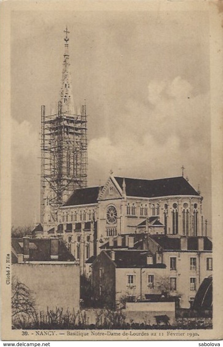 3 CP Nancy église Notre Dame De Lourdes En Construction Avec Au Dos Cachet Léon Loevenbruck Curé De La Basilique - Nancy