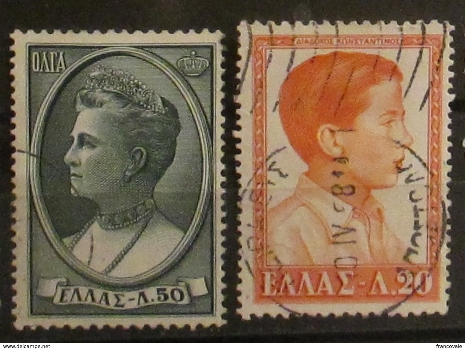 Grecia Greece 1957 Queen Olga And Prince Constantine - Usati