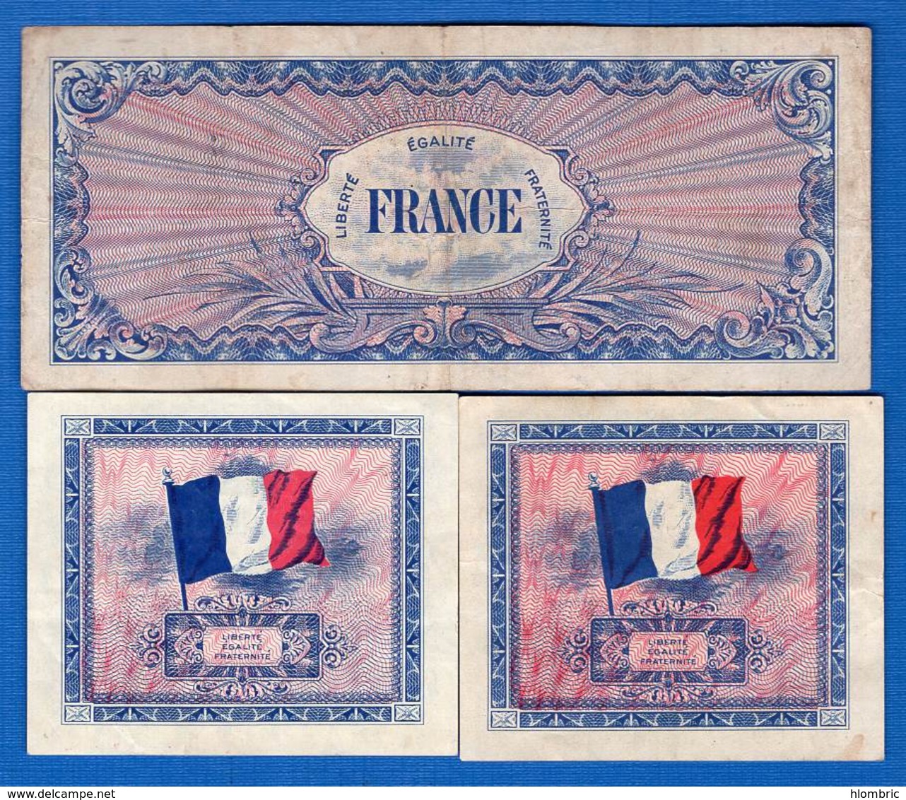3 Billets - 1944 Drapeau/Francia