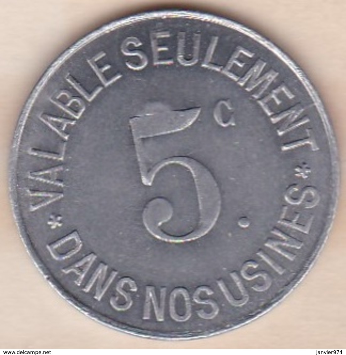 42 . Loire . Unieux Etablissement Jacob Holtzer 5 Centimes Contremarque Cloche - Monetary / Of Necessity