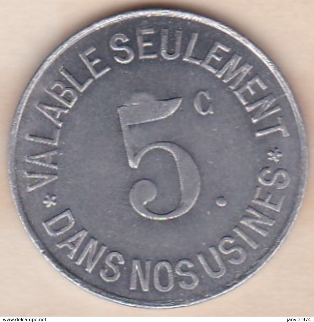 42 . Loire . Unieux Etablissement Jacob Holtzer 5 Centimes Contremarque Cloche - Monétaires / De Nécessité
