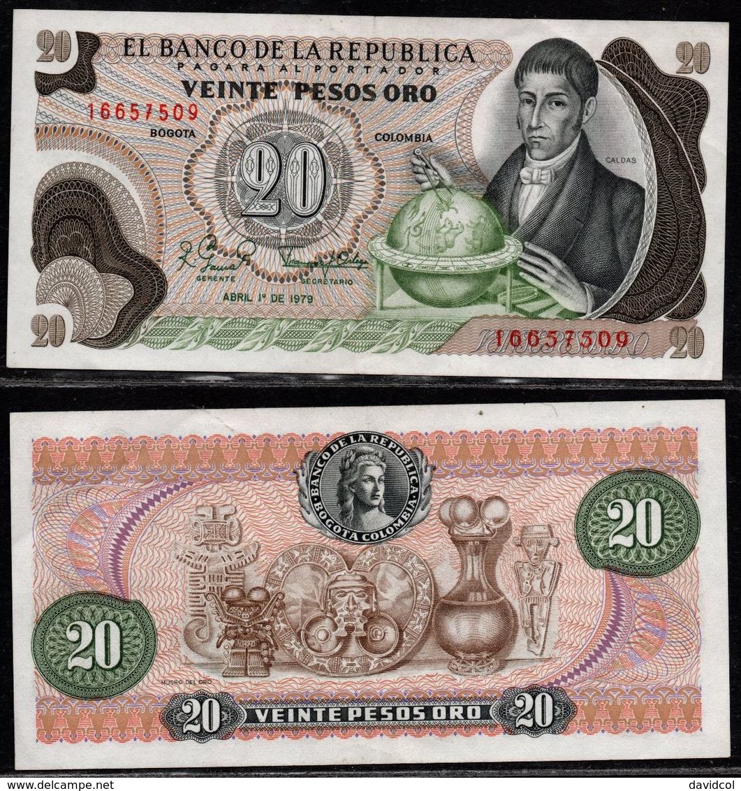 COLOMBIA - 1979 - VEINTE PESOS ORO ( $ 20 ) - UNCIRCULATED. CONDITION 9/10 - Colombie