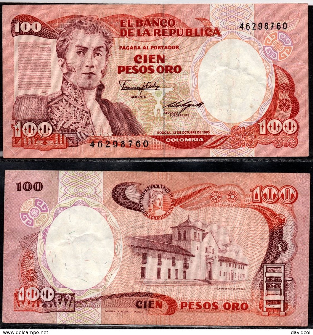 COLOMBIA - 1985 - CIEN PESOS ORO ( $ 100 ) - CIRCULATED. CONDITION 7/10 - Colombie