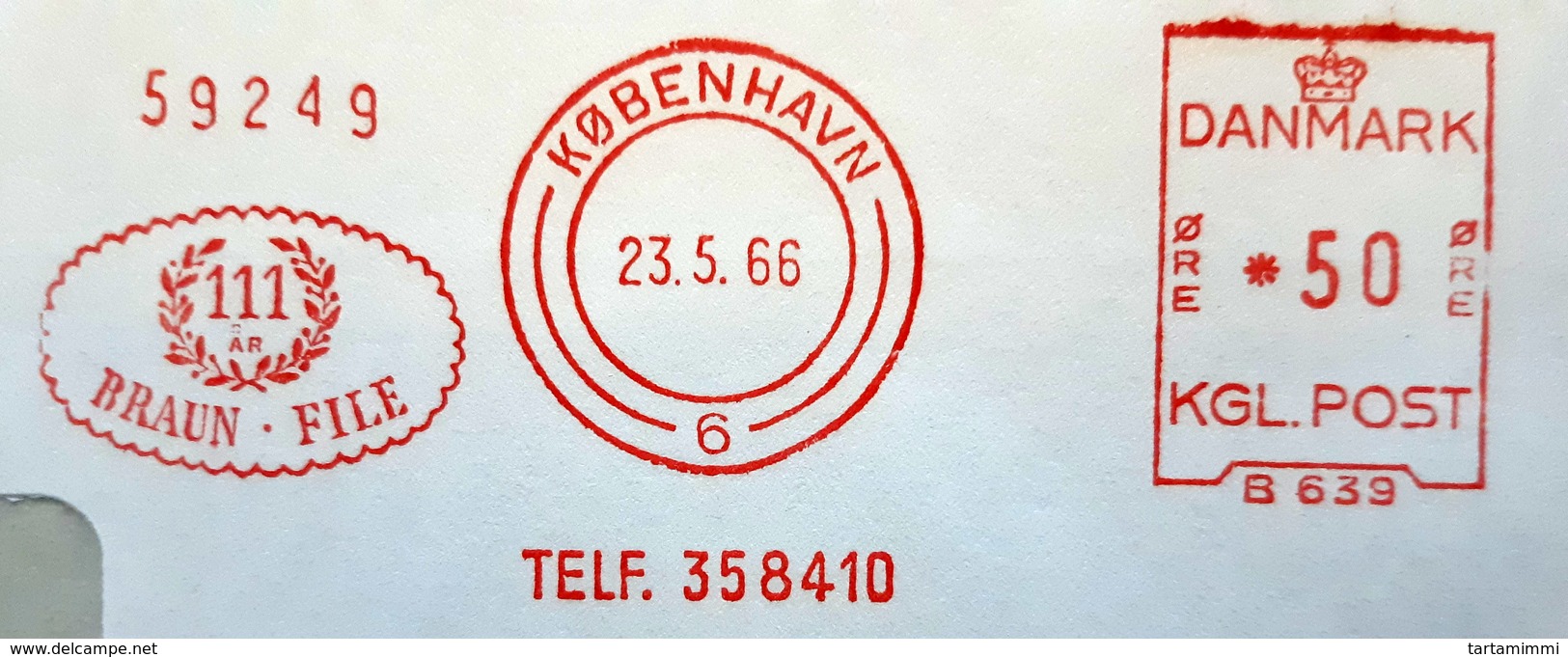 EMA AFS METER STAMP FREISTEMPEL - DANMARK KØPENHAVN 1966 BRAUN FILE 111 - Macchine Per Obliterare (EMA)