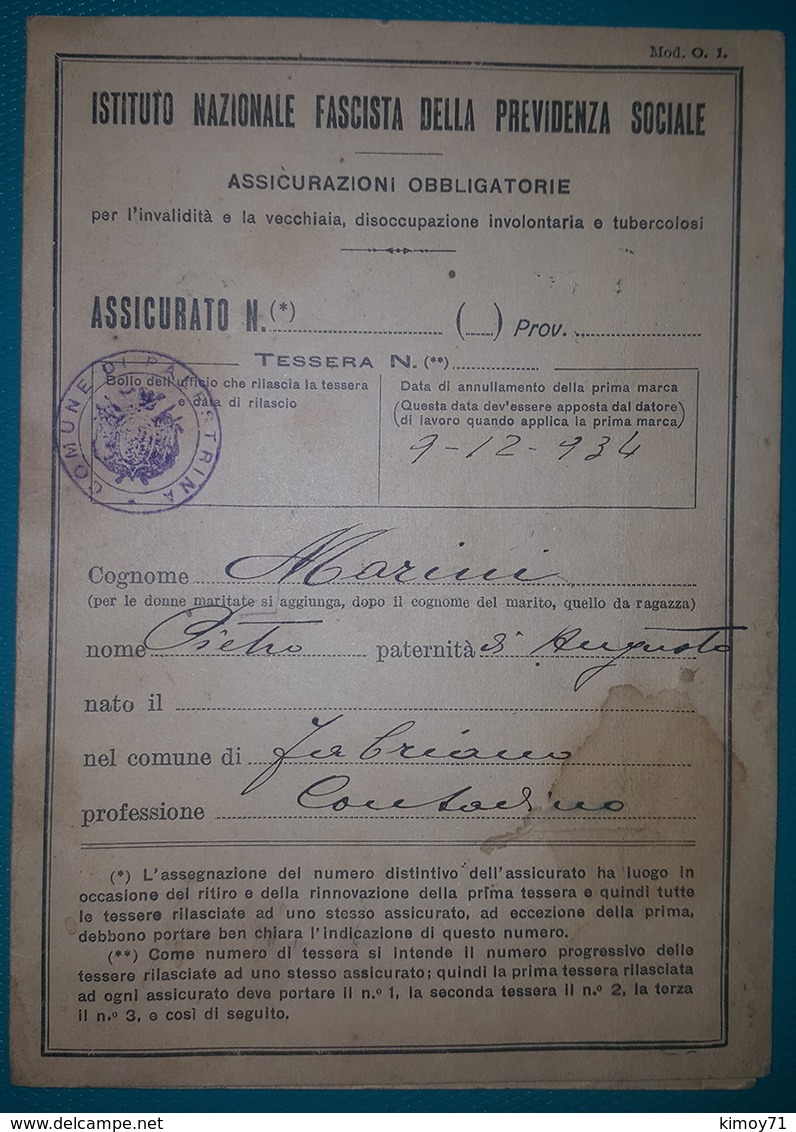 Libretto Istituto Nazionale Fascista Della Previdenza Sociale - 1934. - Documentos Históricos