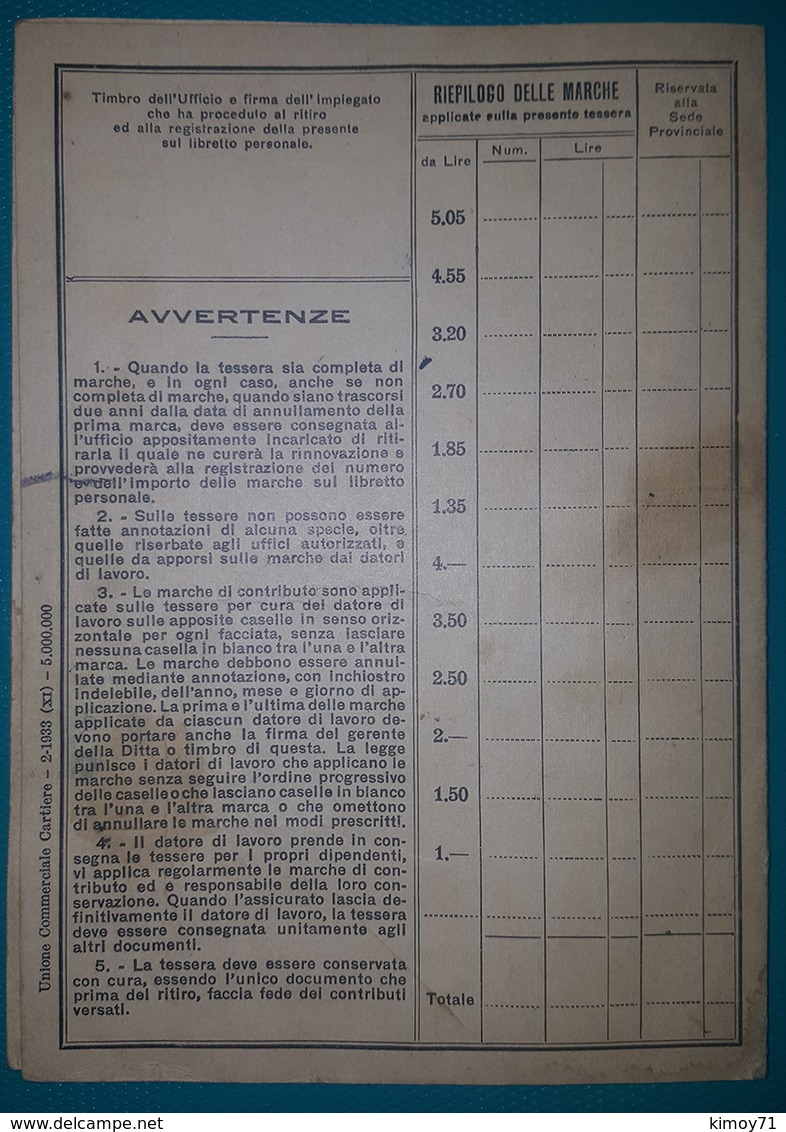 Libretto Istituto Nazionale Fascista Della Previdenza Sociale - 1934. - Documentos Históricos