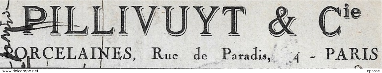 Etiquette Cartonnée D'Expédition Des Porcelaines PILLIVUYT & Cie Rue De Paradis 75010 PARIS - Unclassified