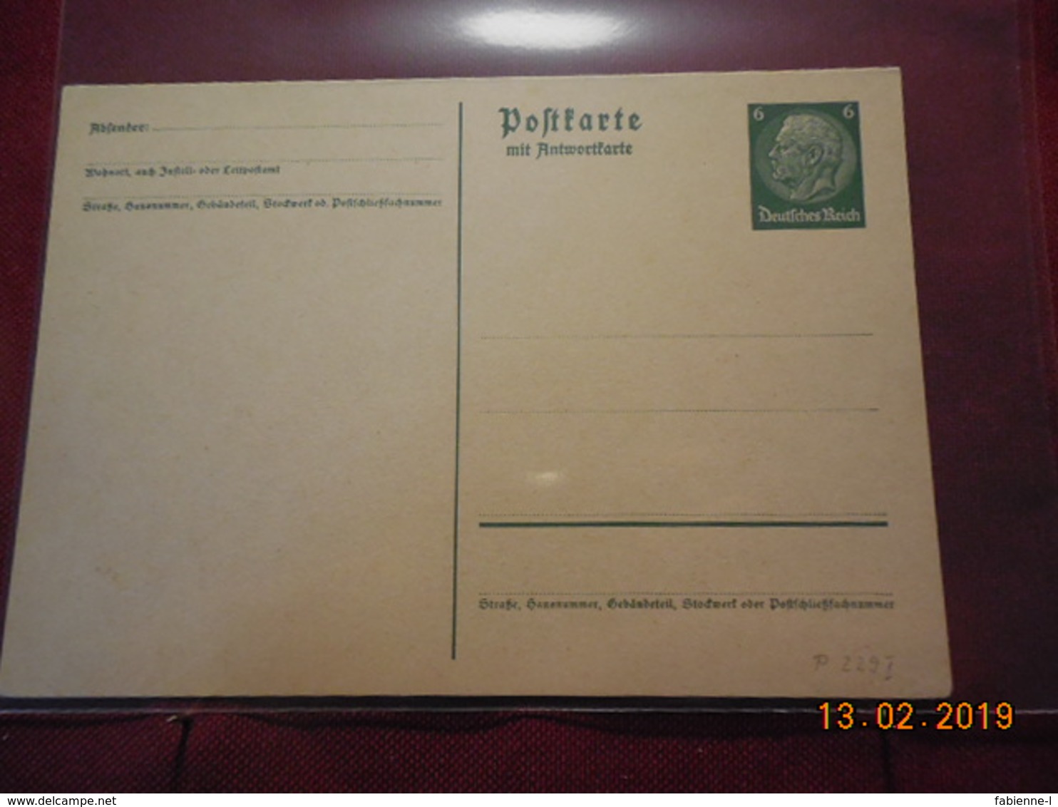 Entier Postal D Allemagne Avec Réponse Payée - Briefe U. Dokumente