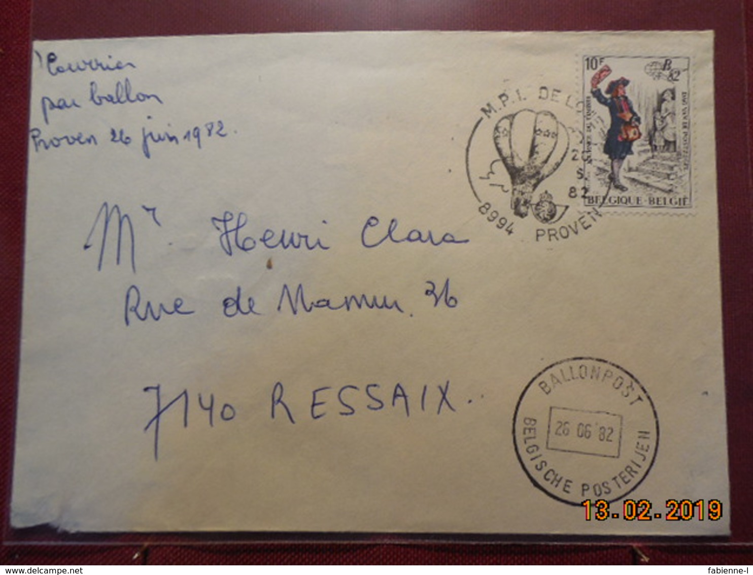 Lettre De Belgique De 1982 (poste Par Ballon) - Lettres & Documents