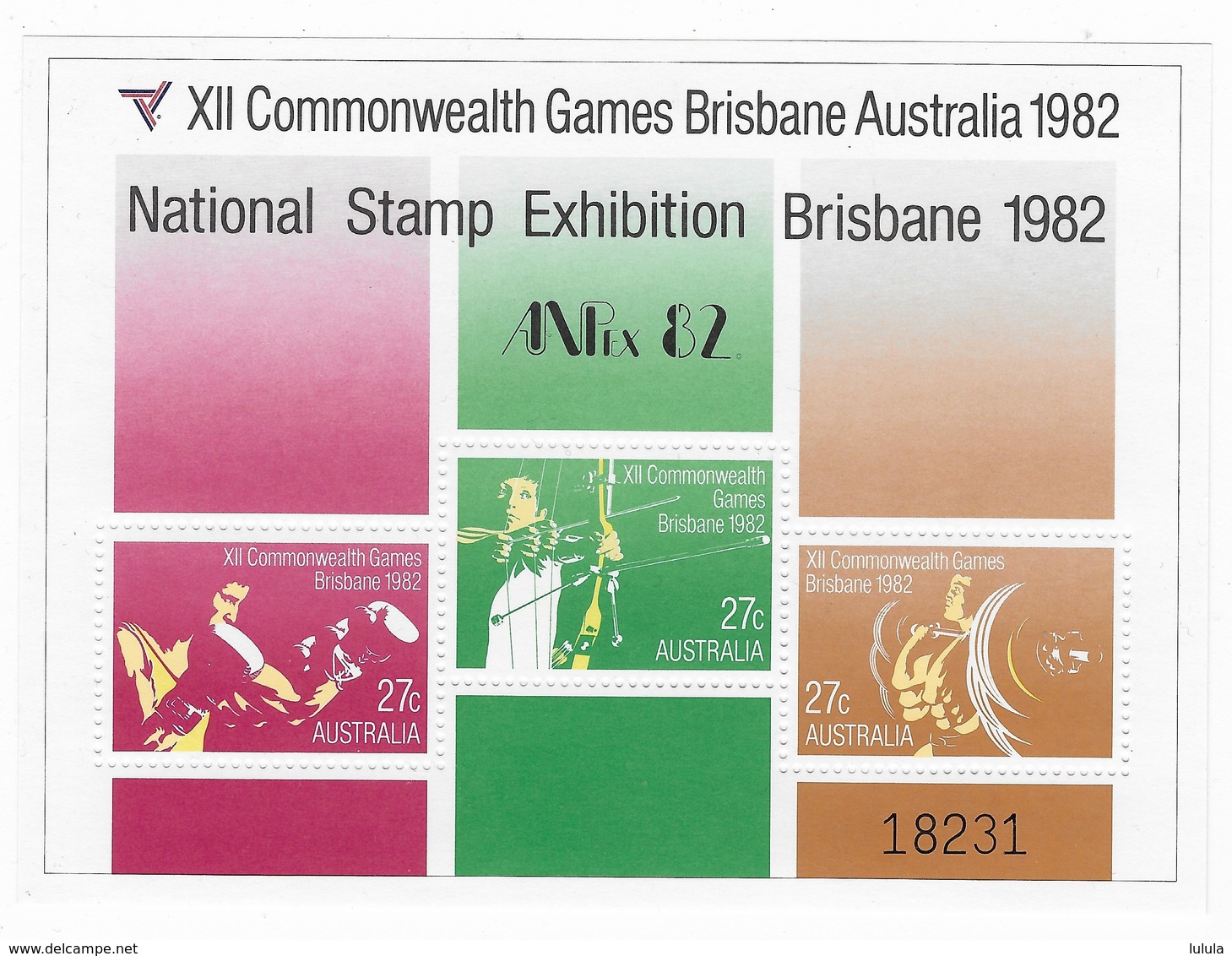 1982 ANPEX Commonwealth Games Brisbane Miniature Sheet MUH Exhibition Overprint Numbered - Blocks & Sheetlets