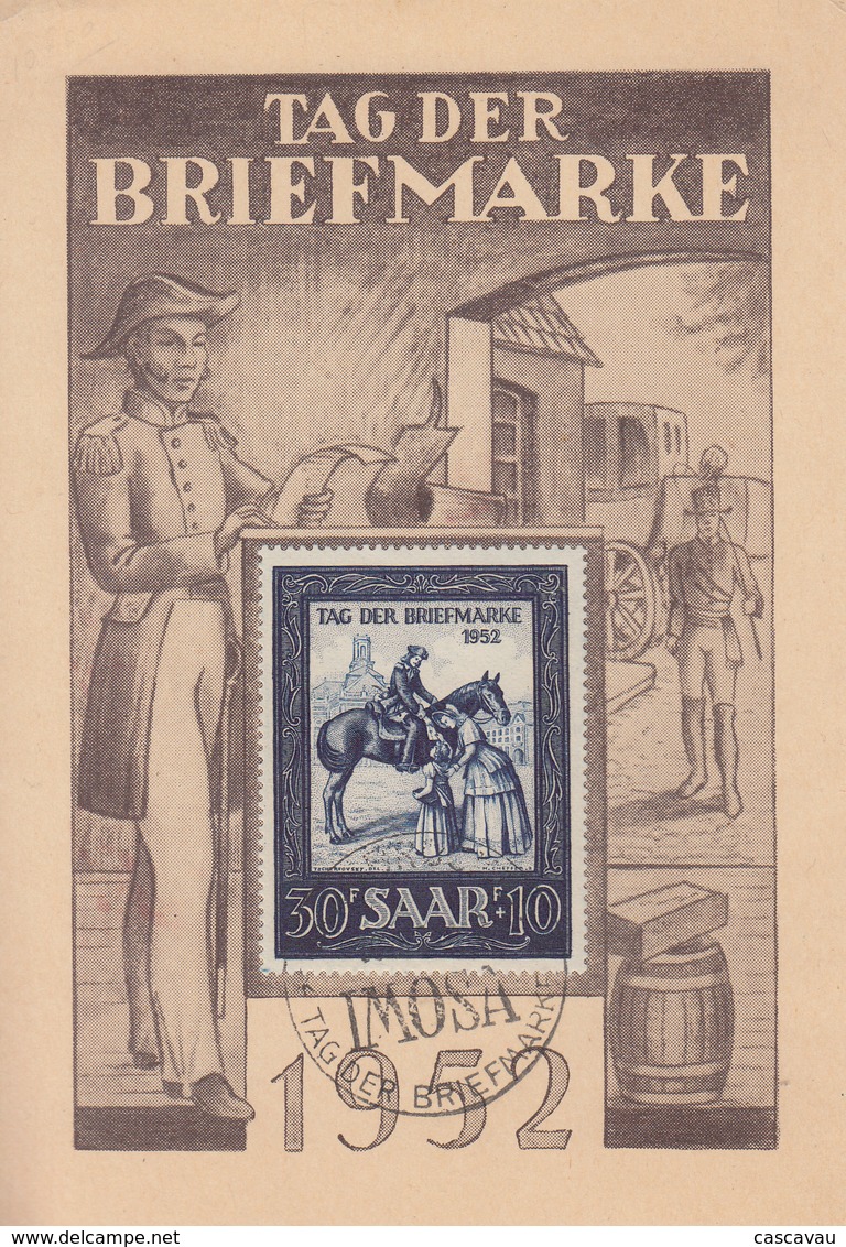 Carte  Maximum  1er  Jour   SARRE   Journée  Du  Timbre   1952 - Maximumkaarten