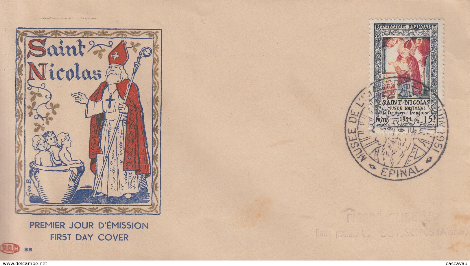 Enveloppe  FDC  1er  Jour    FRANCE   SAINT  NICOLAS   EPINAL   1951 - 1950-1959