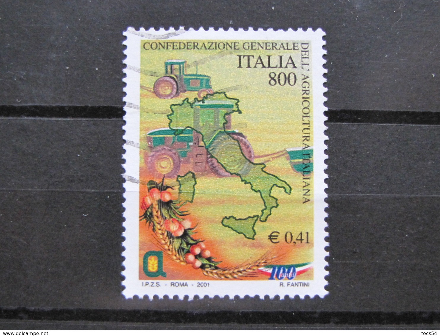 *ITALIA* USATI 2001 - CONF GEN AGRICOLTURA ITALIANA - SASSONE 2539 - LUSSO/FIOR DI STAMPA - 2001-10: Usati