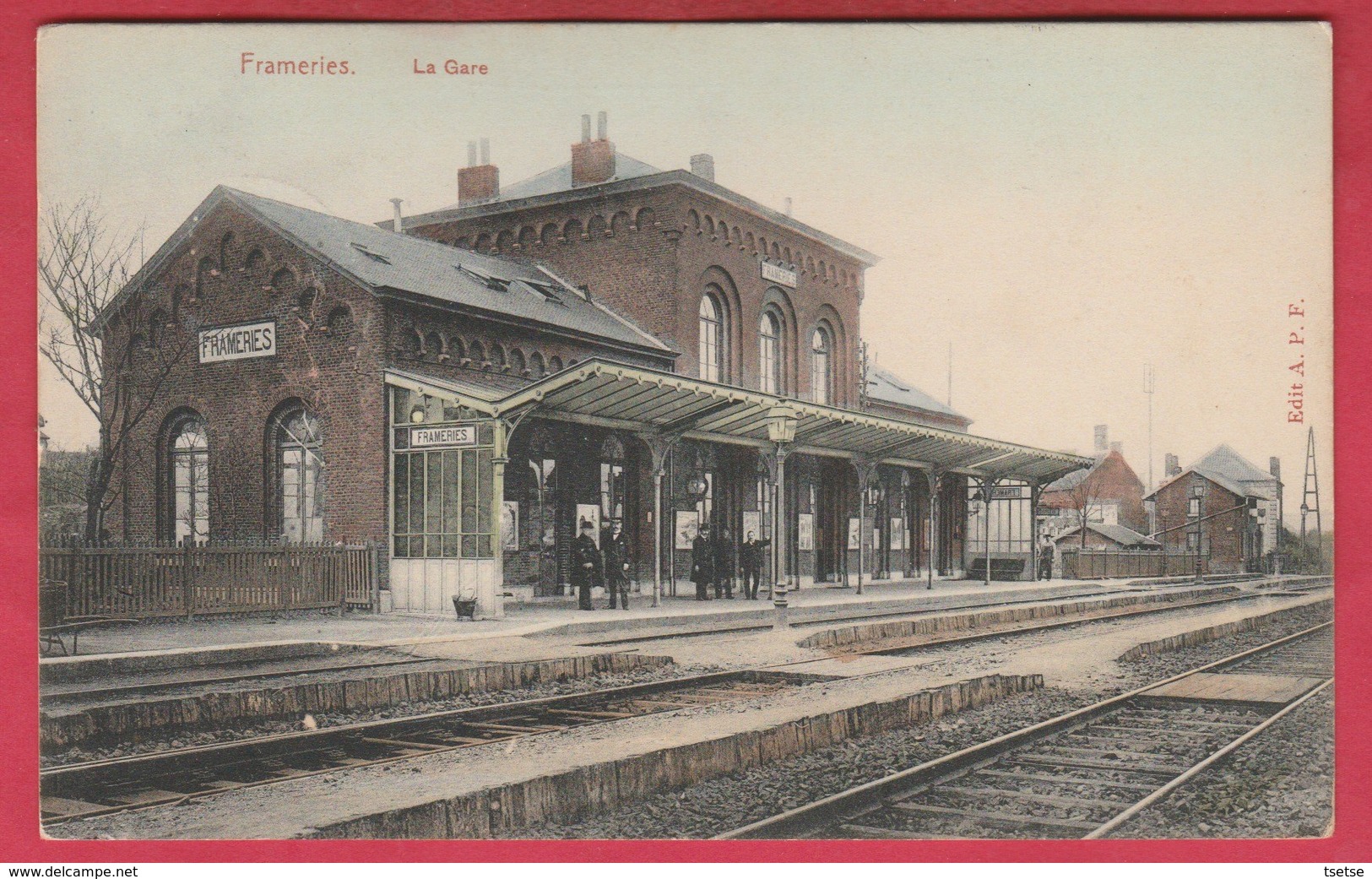 Frameries - La Gare ... Jolie Carte Couleur - Feldpost 1915 ( Voir Verso ) - Frameries