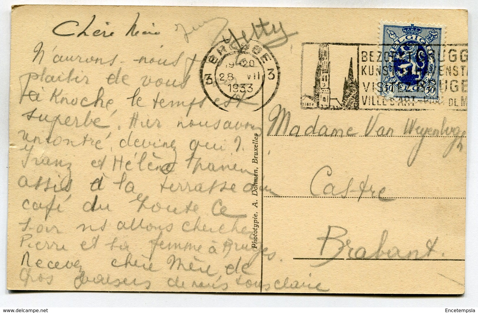 CPA - Carte Postale - Belgique - Le Zoute - Place Albert I Et Memline Hôtel - 1933 ( DD7295) - Knokke