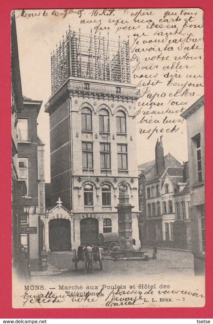 Mons - Marché Aux Poulets Et Hôtel Des Téléphones - 1905  ( Voir Verso ) - Mons