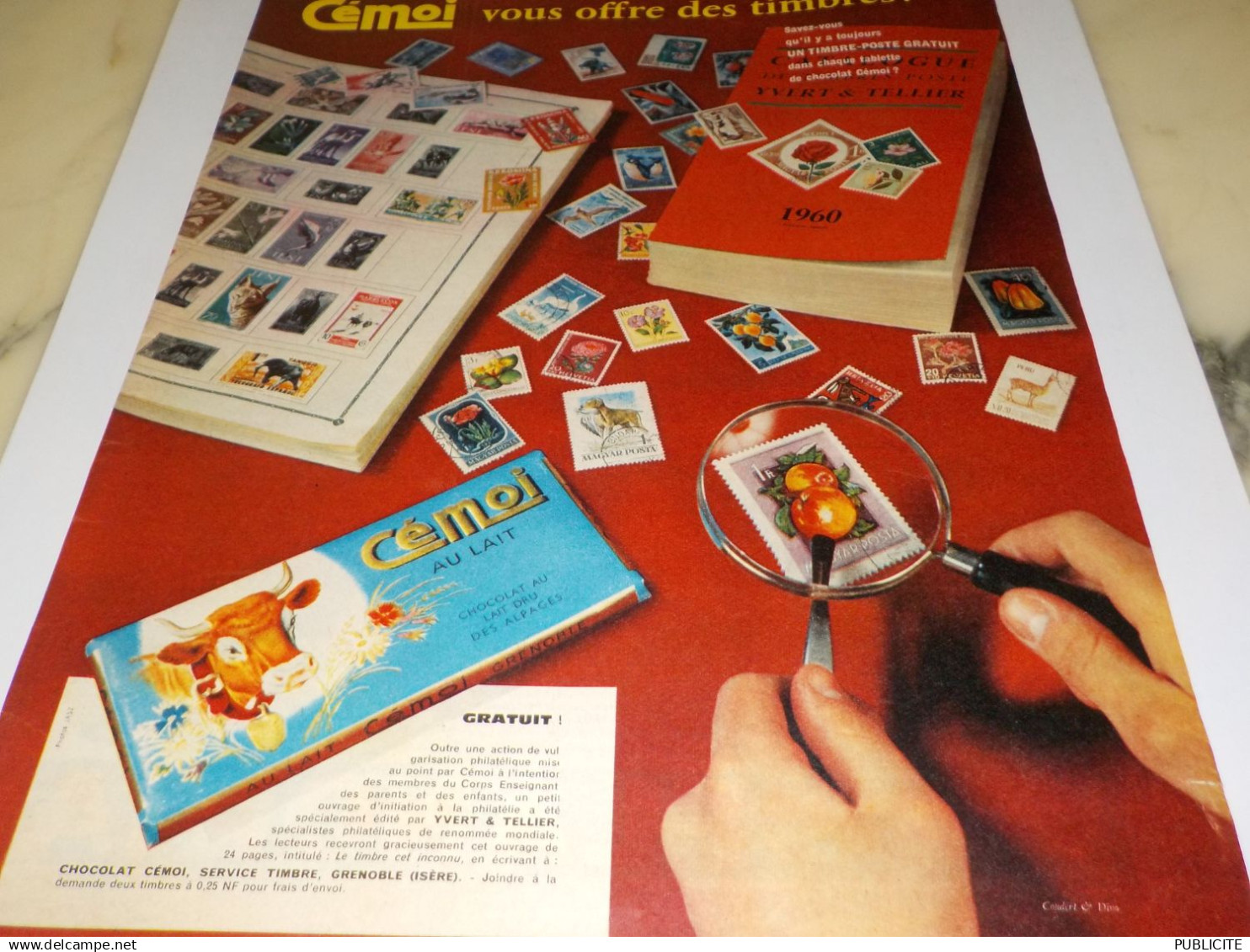 ANCIENNE PUBLICITE VOUS OFFRE DES TIMBRES CHOCOLAT CEMOI 1960 - Affiches