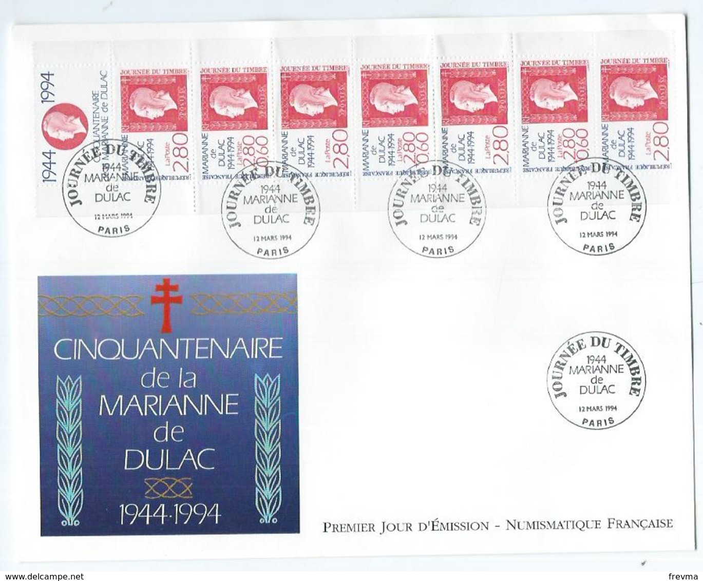 Enveloppe 1er Jour France FDC Marianne De Dulac 1994 - 1990-1999