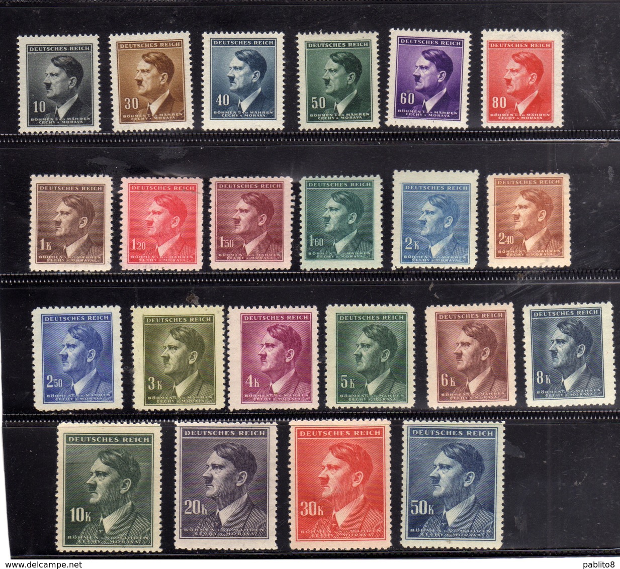 BOHEMIA AND MORAVIA BOEMIA E MORAVA Böhmen Und Mähren GERMAN OCCUPATION1942 ADOLF HITLER COMPLETE SET SERIE COMPLETA MNH - Nuovi