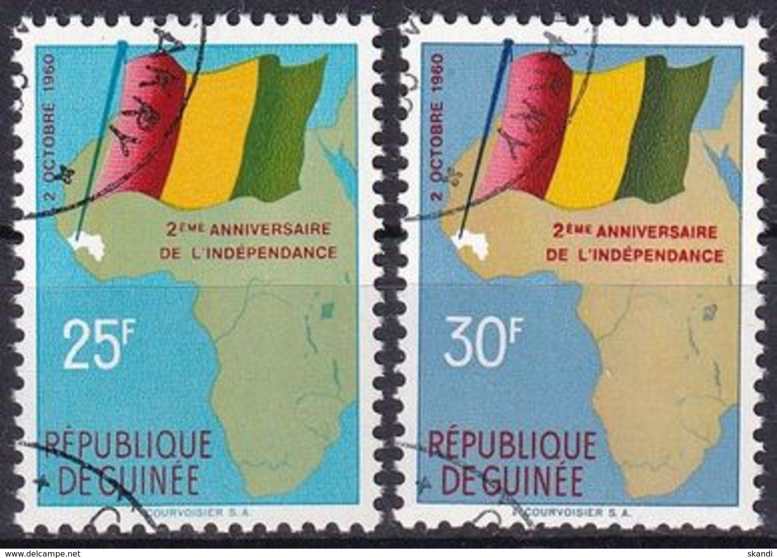 GUINEA 1960 Mi-Nr. 54/55 O Used - Aus Abo - Guinea (1958-...)
