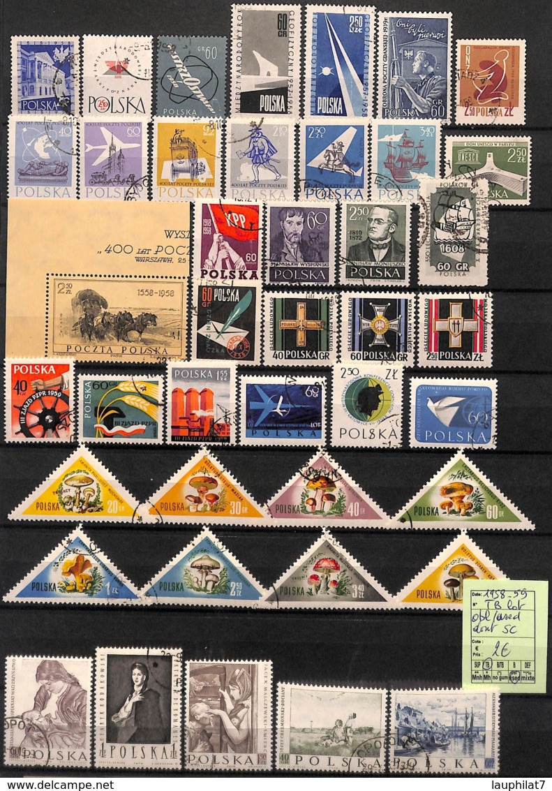 [824091]Pologne 1958-59 - Tb Lot Dont Série Complète, Sports, Avions, Champignons - Oblitérés