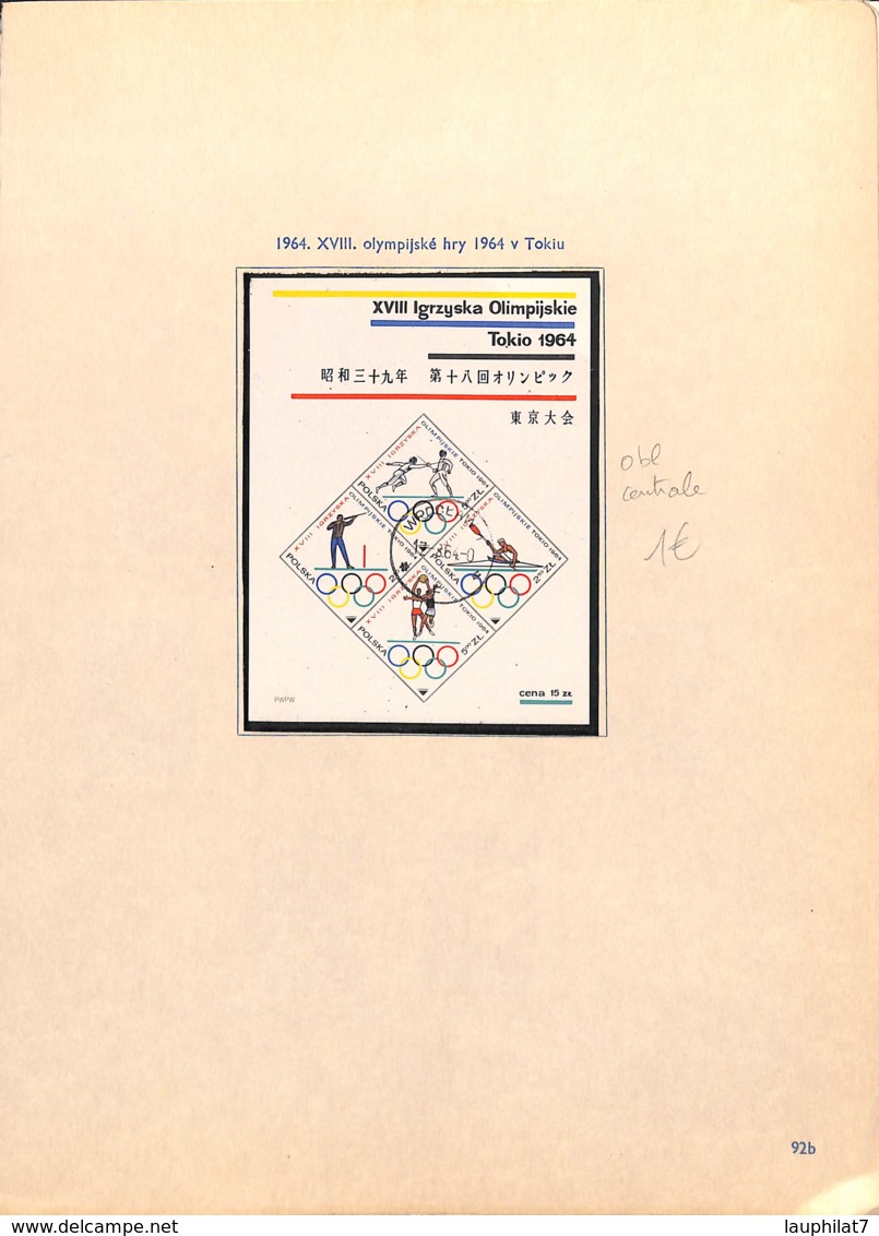 [824158]Pologne 1964 - Petit Lot Obl/Used, Obl Centrale, Jeux Olympiques, Sports - Oblitérés