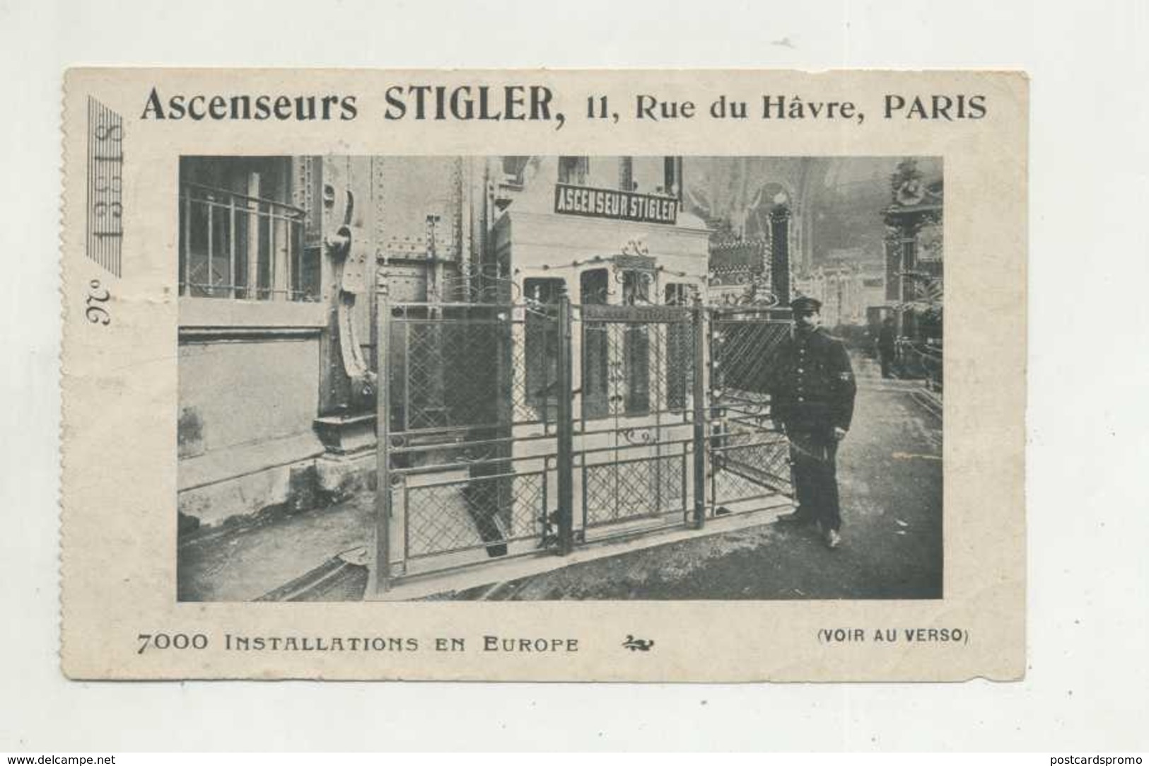 Billet  De ASCENSEURS " STIGLER " - Paris , 11 Rue De Hâvre - NOT POSTCARD ( 2 Scans ) - Other & Unclassified