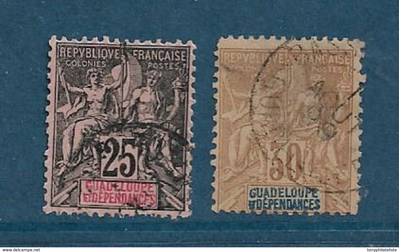 Colonies   Timbres De Guadeloupe  De 1892   N°34 Et 35 Oblitéré Cote 24€ - Used Stamps