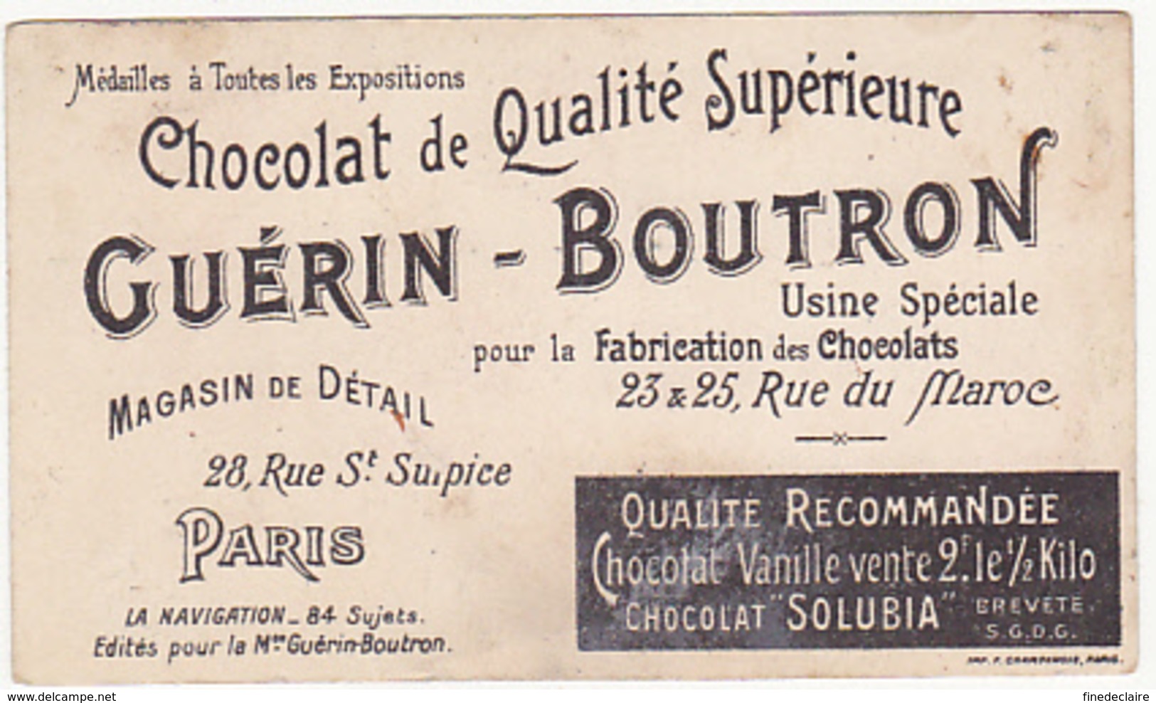 Chromo - Chocolat Guérin Boutron - Marine Marchande - Dragueuse - N°62 - Guérin-Boutron