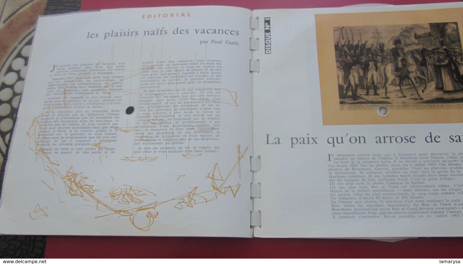 Magazine Sonorama N° 32-Août 1961-Musique Disque Vinyle Format spécial Algerie-De gaulle-Ursula Andress-Ray Charles-Pubs