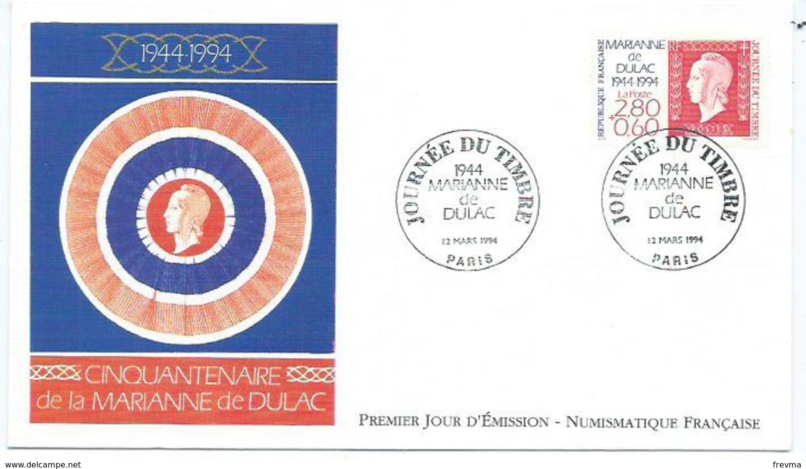 Enveloppe 1er Jour France FDC Marianne De Dulac 1994 - 1990-1999