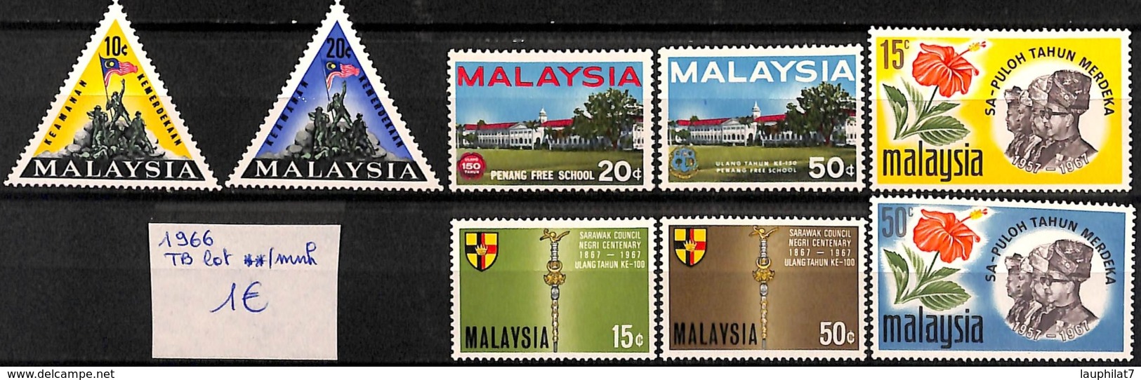 [825043]Malaisie 1966 - Tb Lot **/mnh, Fleurs, Armoiries, Drapeaux - Malaysia (1964-...)