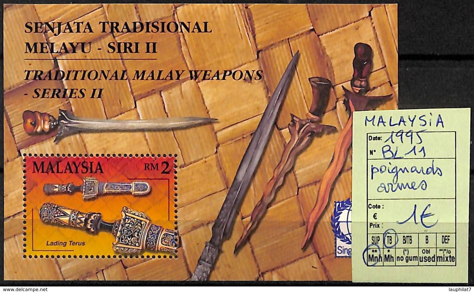 [825062]Malaisie 1995 - BL11, Poignards, Armes - Malaysia (1964-...)