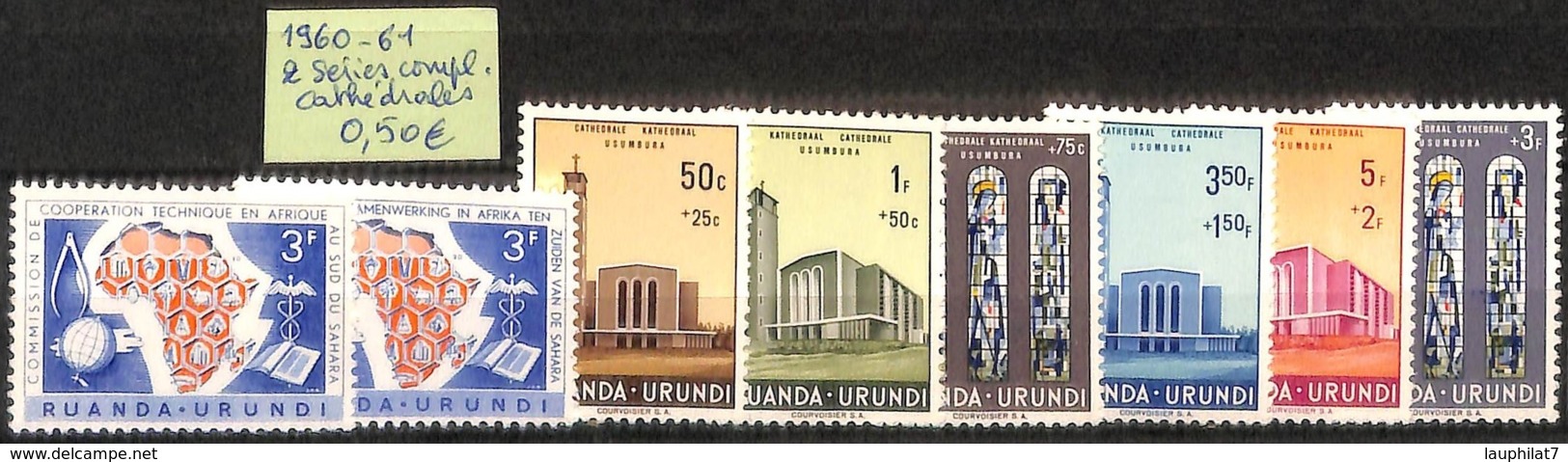 [825224]Ruanda-Urundi 1960-61 - 2 Séries Complètes, Eglises Et Cathédrale, SNC - Neufs