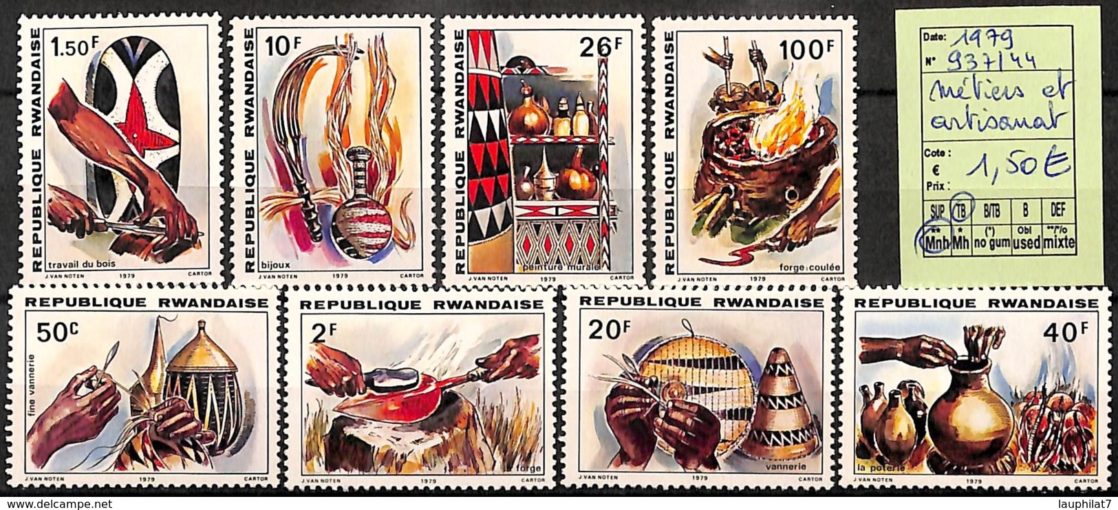 [825233]Rwanda 1979 - N° 937/44,  Métiers, Artisanat - Neufs