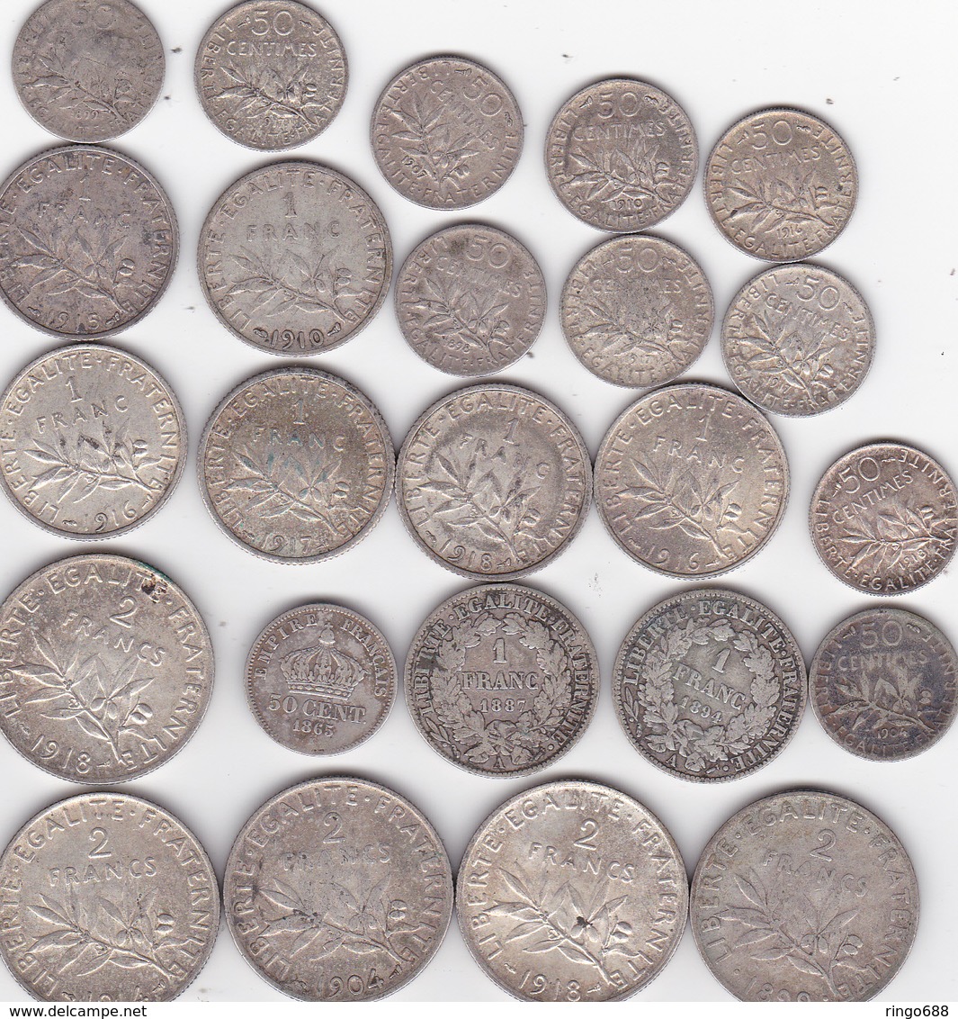 Lot De 24 Monnaie France En Argent Differante Date. - Collections