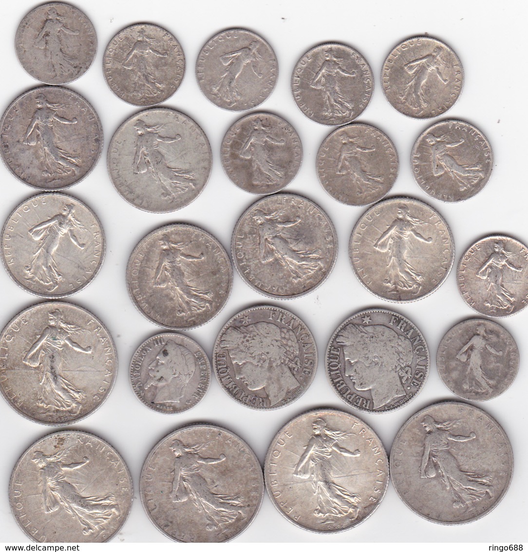 Lot De 24 Monnaie France En Argent Differante Date. - Collections
