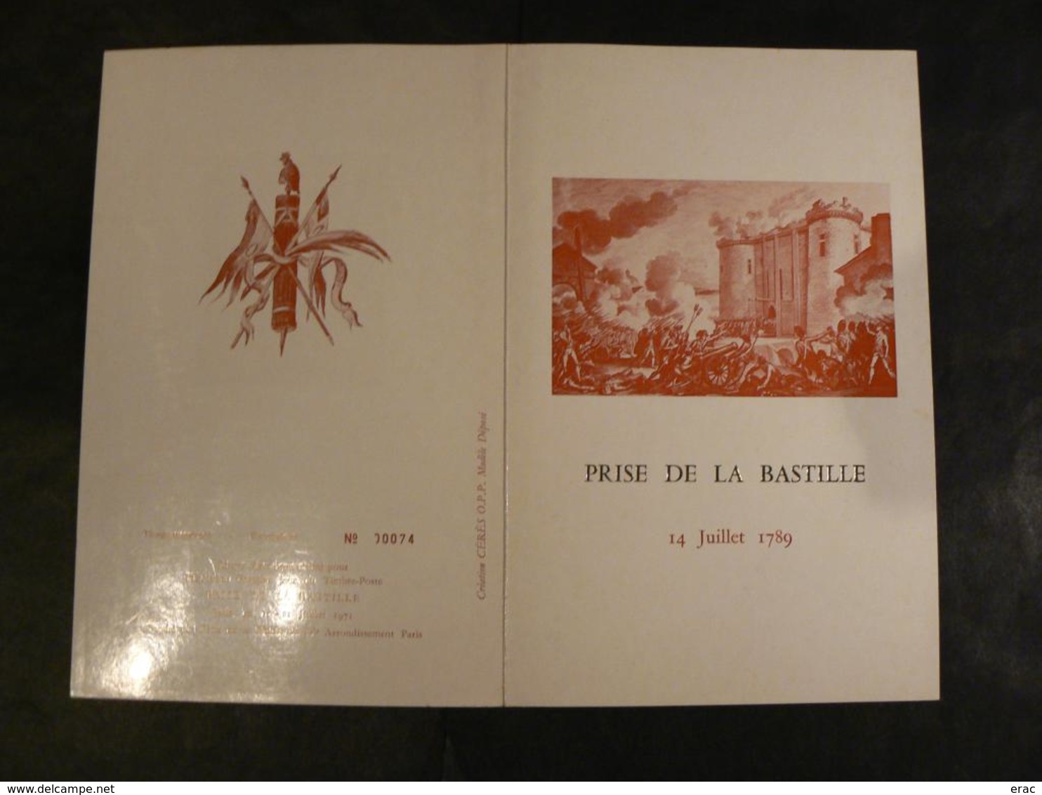 Document "Prise De La Bastille" - Soie De Chesnot Et Sa Signature - 1971 - Documents De La Poste