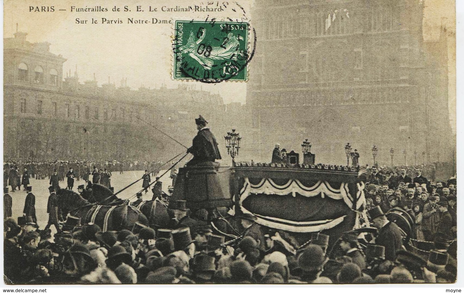 6904 - Paris - Funérailles De S.E. Le Cardinal RICHARD - Sur Le Parvis De Notre Dame  -  Circulée En 1908 - Other & Unclassified