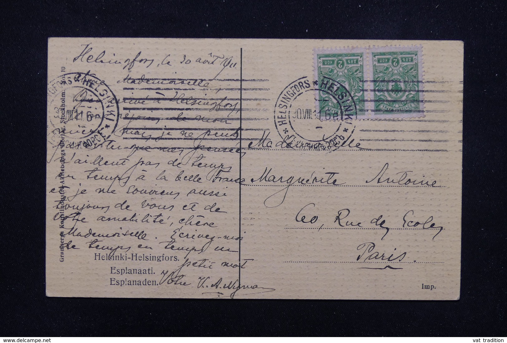 FINLANDE - Affranchissement De Helsinki Sur Carte Postale En 1911 ( Administration Russe ) Pour Paris - L 22773 - Lettres & Documents