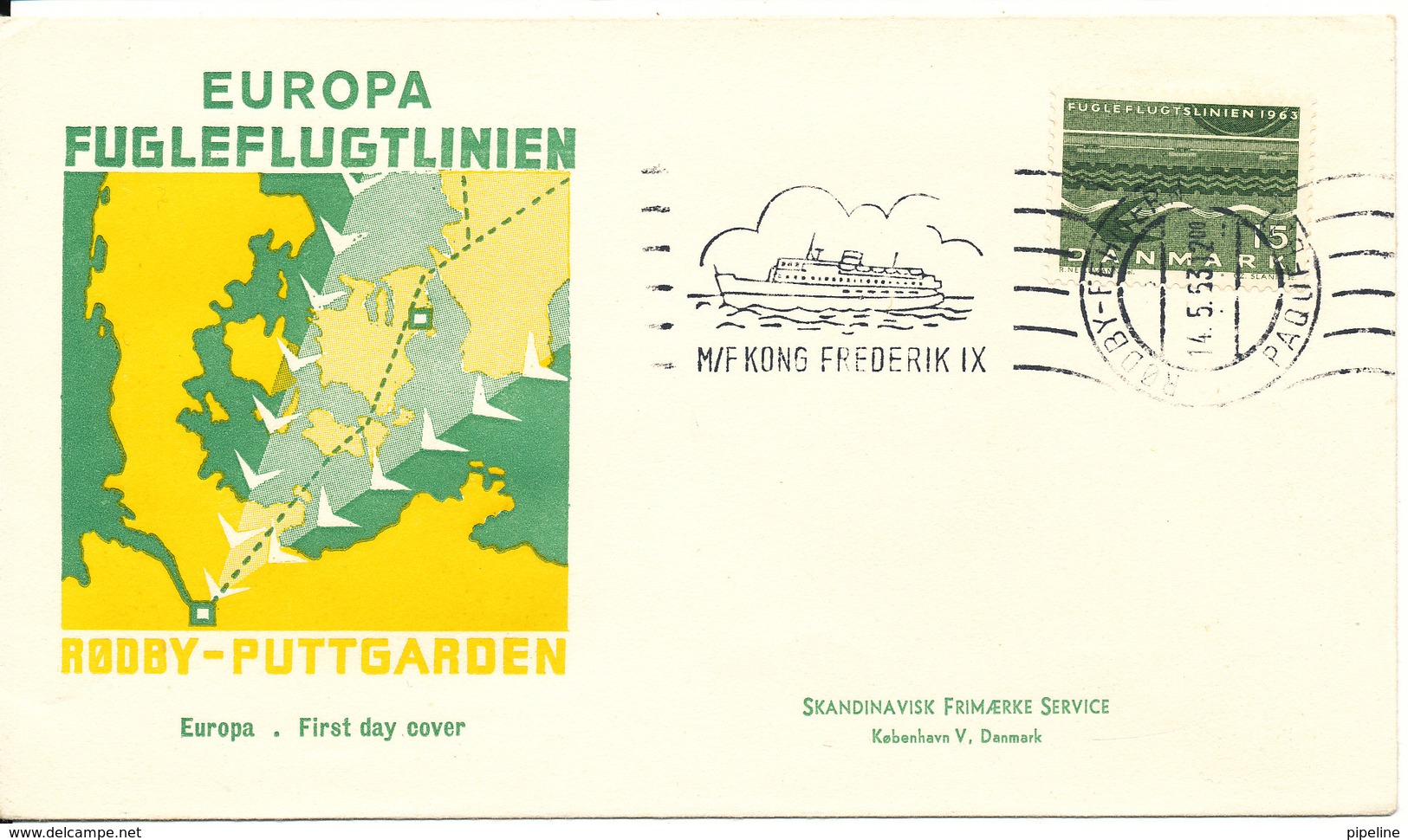 Denmark Cover Bee-Line Paquebot Rödby - Fehmern 14-5-1963 M/F King Frederik IX With Cachet - Covers & Documents