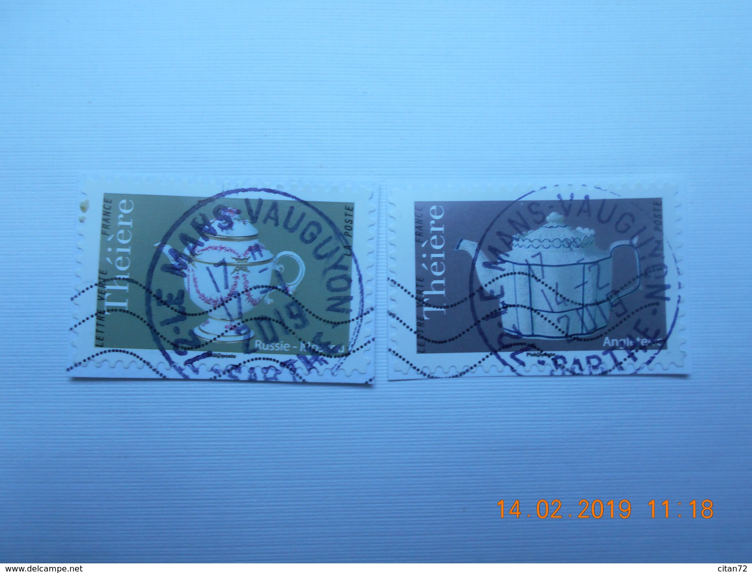 FRANCE 2018   CL008  Du Carnet   LES  THEIERES  (2 Timbres) Double Cachets  (A Voyagé) - Oblitérés