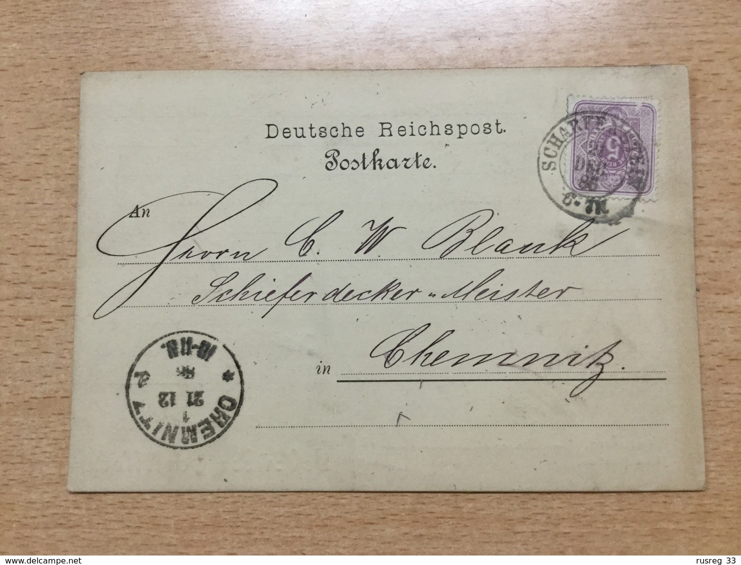 FL2875 Deutsches Reich 1886 Karte Von Scharfenstein Nach Chemnitz - Briefe U. Dokumente