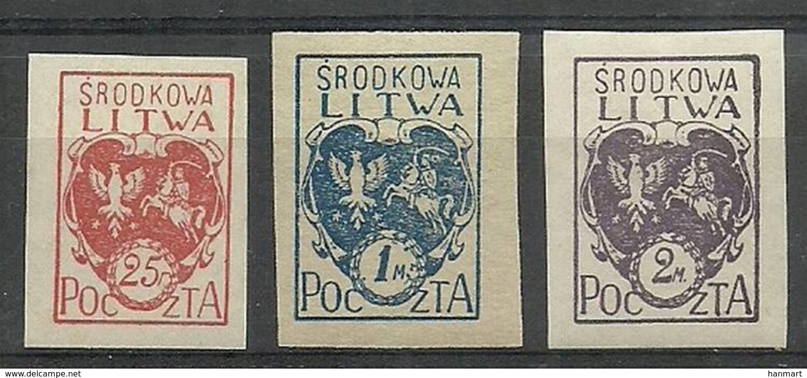 Republic Of Central Lithuania 1920 Mi 1-3B Fi 1-3A MNH ( ZE3 LTS1-3B ) - Francobolli