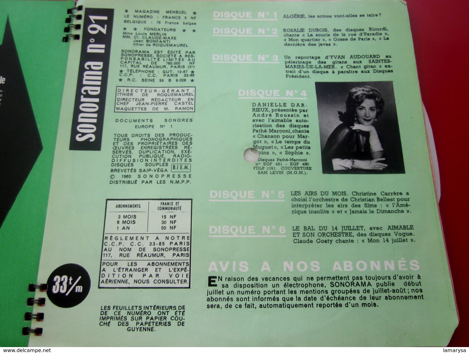 Magazine Sonorama N°23-Oct 1960 -Musique Disque Vinyle Format spécial-Bricitte Bardot-Gilbert Becaud-Airs du moisPubs