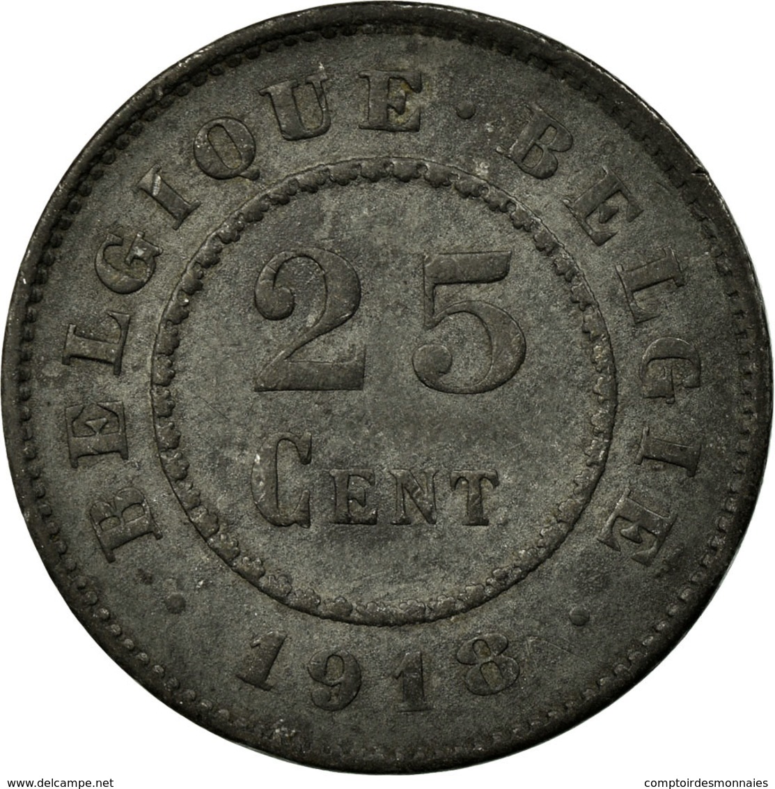 Monnaie, Belgique, 25 Centimes, 1918, TTB, Zinc, KM:82 - 25 Centimes